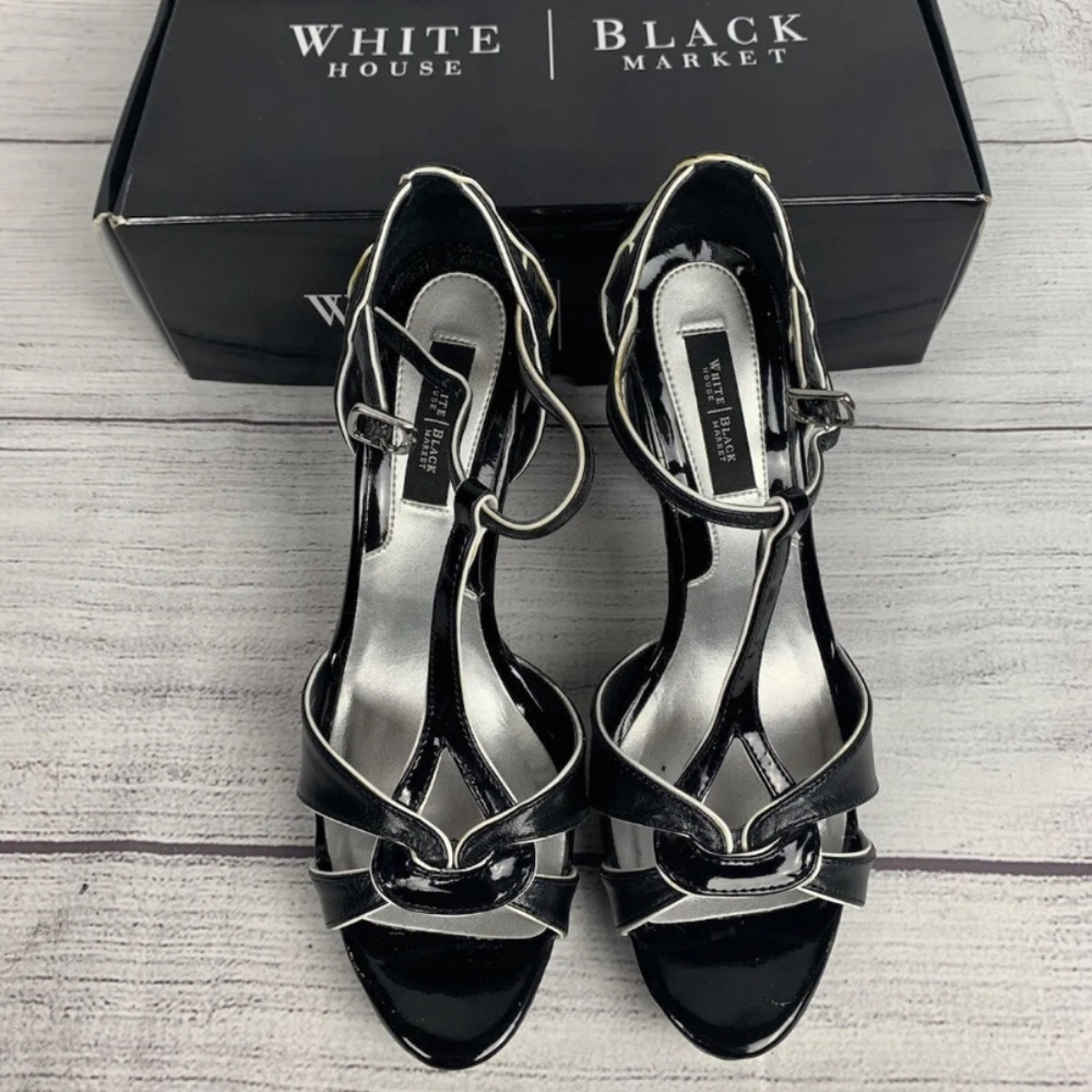 White House Black Market Stiletto Heel Shoes Size 8 M Black White